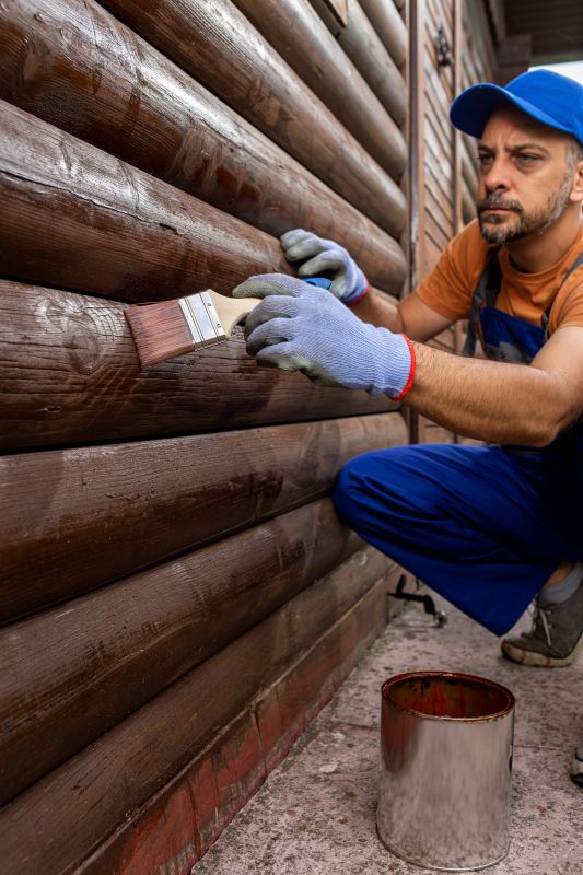Stained Log Cabin Exterior